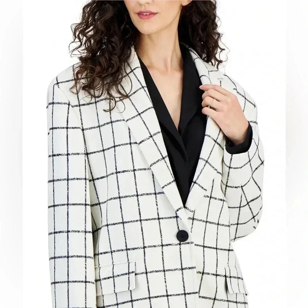 Hugo Boss Windowpane Check Oversized Blazer, size 14 - Picture 9 of 9